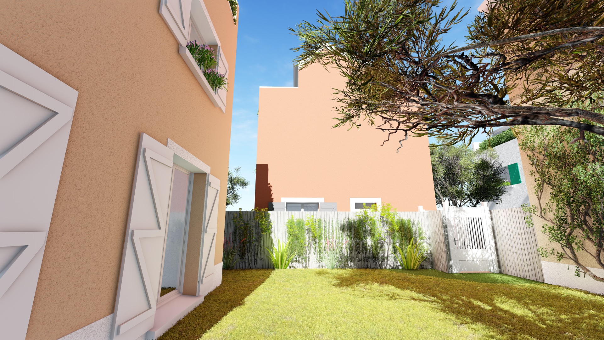 Vue du jardin d'un lotissement - BIM