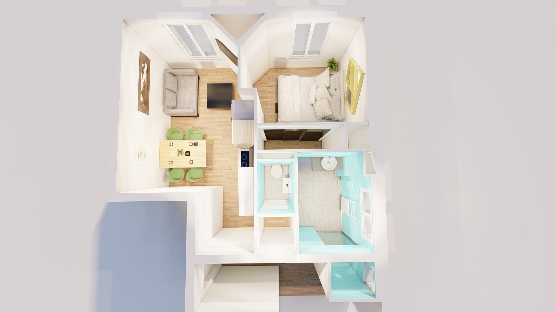 Coupe verticale de l'intérieur d'une maison